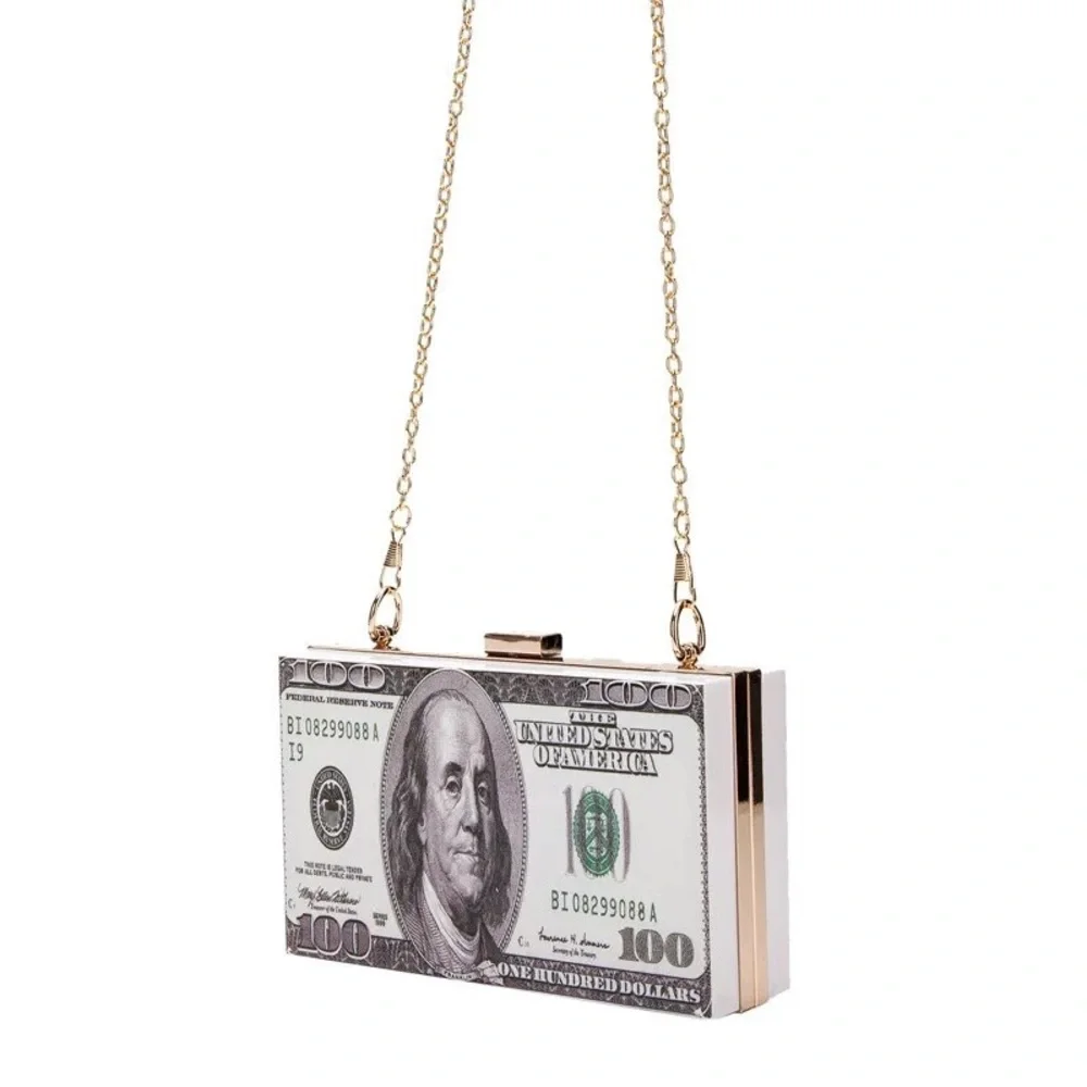 Red Trendy Over The Shoulder Clutch $100 USD Currency 💰Gold Hardware Crossbody